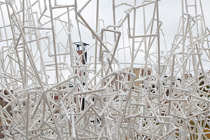 pvc tubing sculpture installed at Madison Museum of Contemporary Art, MMoCA, rooftop